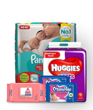 Diapers, Pants & Wipes