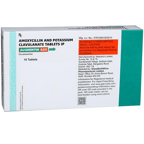 Augmentin Duo 625 mg Tablet (10 Tab)