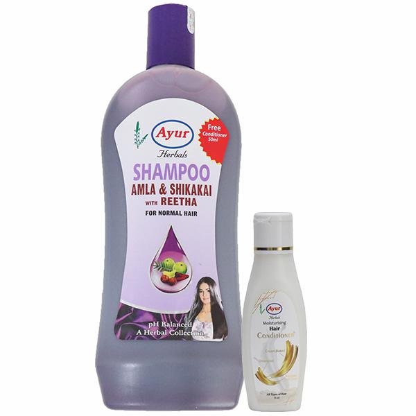 Buy Ayur Herbal Amla & Shikakai With Reetha Shampoo (Free Ayur Moisturising Hair  Conditioner 50 ml) 1000 ml Online at Best price in India | Flipkart Health+