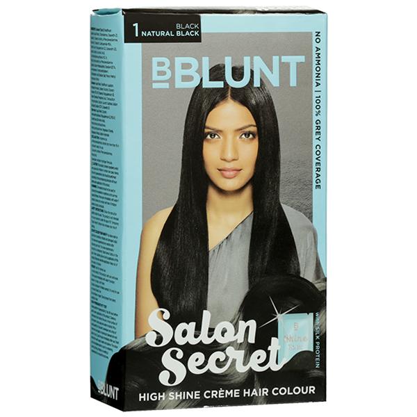 Buy B Blunt Salon Secret High Shine Creme Hair Colour 1 Black Natural Black  40 g + 2 ml Online at Best price in India | Flipkart Health+