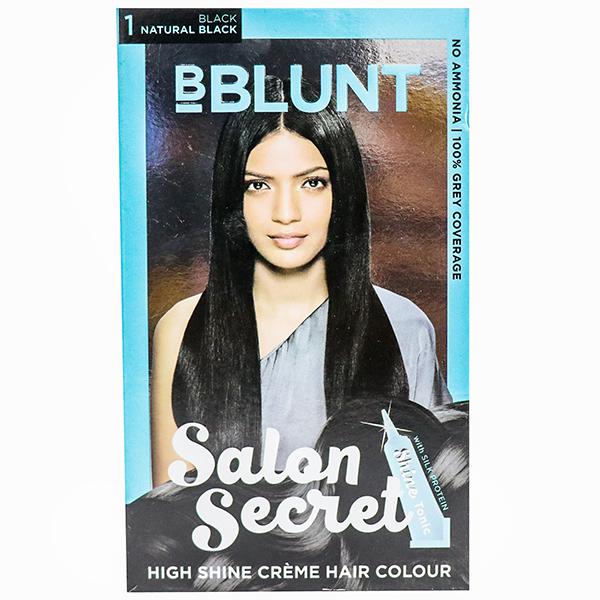 Buy B Blunt Salon Secret High Shine Creme Hair Colour 1 Black Natural Black  50 g + 50 g + 8 ml Online at Best price in India | Flipkart Health+