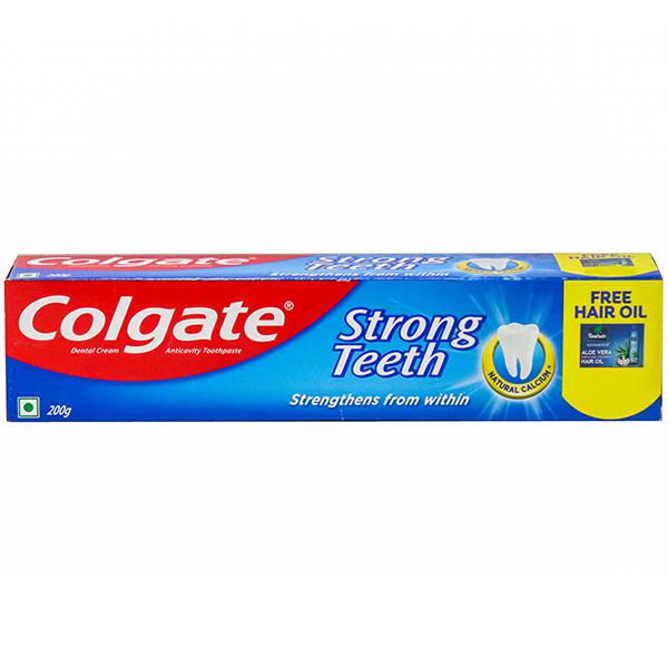 Buy Colgate Strong Teeth Toothpaste (Free Parachute Hair Oil 10 ml) 200 g  Online at Best price in India | Flipkart Health+