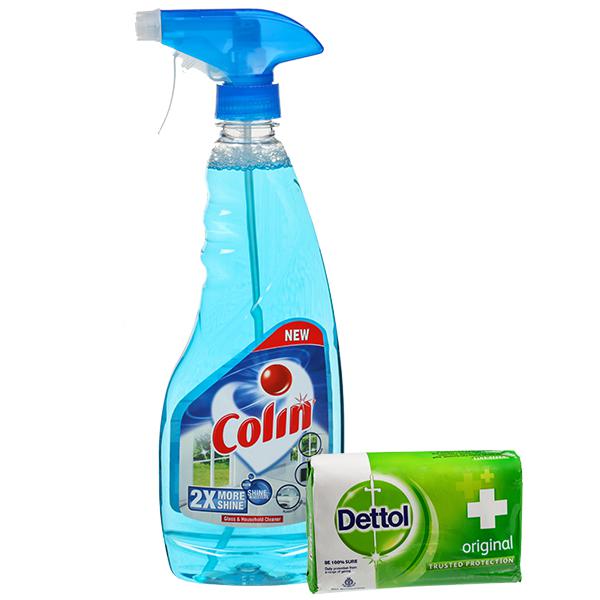 Buy Colin Glass Cleaner (Free Dettol Shop 75 g) 500 ml Online at Best