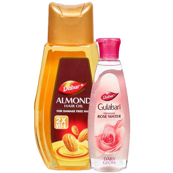 Buy Dabur Almond Hair Oil (Free Dabur Gulabari Premium Rose Water 250 ml) 500  ml Online at Best price in India | Flipkart Health+