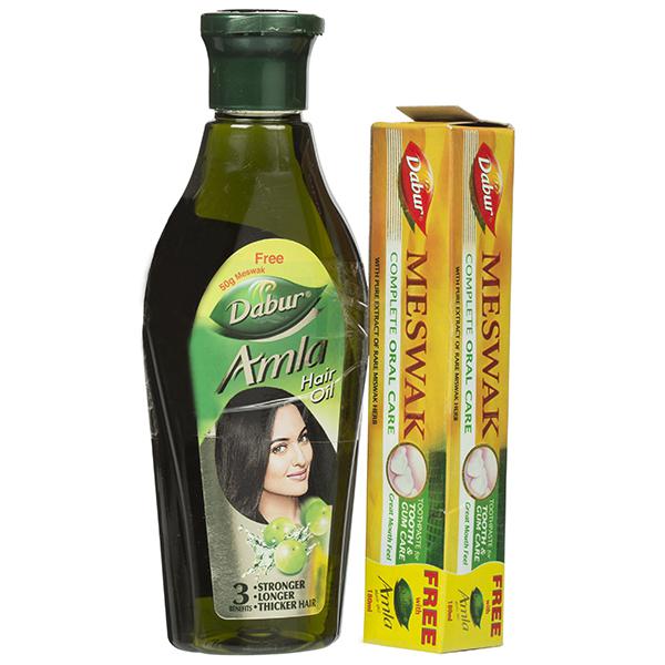 Buy Dabur Amla Hair Oil (Free Dabur Meswak Toothpaste 50 g) 180 ml Online  at Best price in India | Flipkart Health+