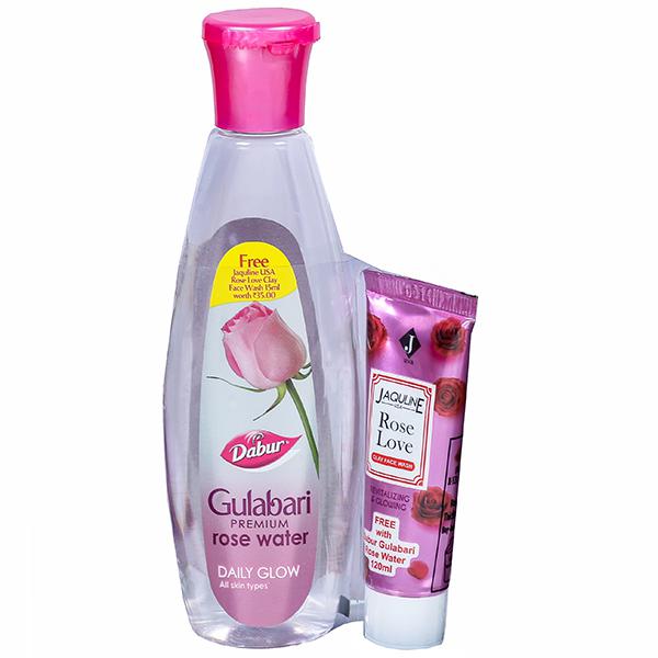 Buy Dabur Gulabari Premium Rose Water Free Jaquline Usa Rose Love Clay Face Wash 15 Ml 1 Ml Online Sastasundar Com
