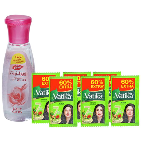 Buy Dabur Gulabari Rose Water Free Vatika Health Shampoo 6 Pieces 59 Ml Online Sastasundar Com