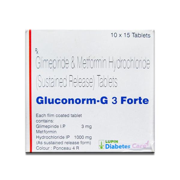 Gluconorm G Forte 3 mg Tablet (15 Tab): Price, Overview, Warnings,  Precautions, Side Effects & Substitutes - LUPIN LTD | SastaSundar.com