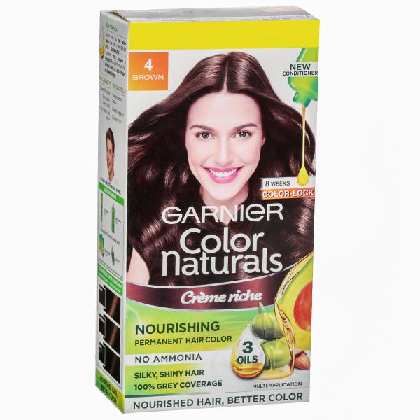 Buy Garnier Color Naturals Creme Riche Nourishing Hair Color 4 Brown (60 g  + 70 ml) Online at Best price in India | Flipkart Health+