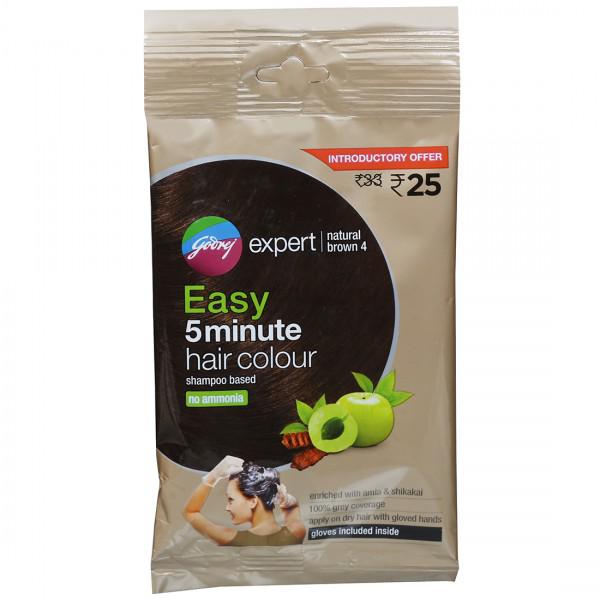 Buy Godrej Expert Easy 5 Minute Shampoo Based Hair Colour Natural Brown 4  (9 ml + 9 ml) Online at Best price in India | Flipkart Health+