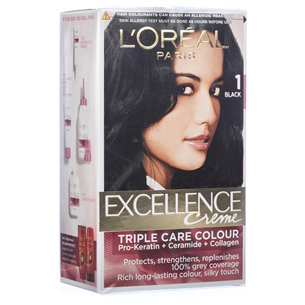 Buy Loreal Paris Excellence Creme Hair Colour 1 Black (Rs 60 Off) (100 g +  72 ml) Online at Best price in India | Flipkart Health+