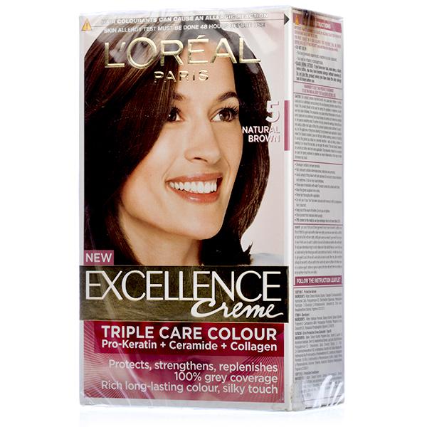 Buy Loreal Paris Excellence Creme Hair Colour 5 Natural Brown (100 g + 72  ml) Online at Best price in India | Flipkart Health+