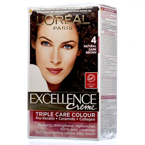 Buy Loreal Paris Excellence Creme Hair Colour 4 Natural Dark Brown (100 g +  72 ml) Online at Best price in India | Flipkart Health+