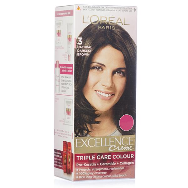 Buy Loreal Paris Excellence Creme Hair Colour 3 Natural Darkest Brown (26 g  + 24 ml) Online at Best price in India | Flipkart Health+