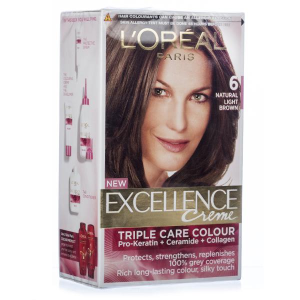 Buy Loreal Paris Excellence Creme Hair Colour 6 Natural Light Brown (100 g  + 72 ml) Online at Best price in India | Flipkart Health+
