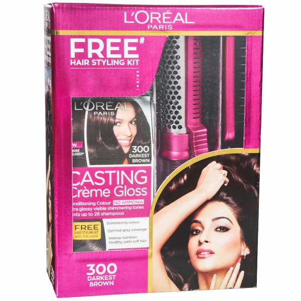Buy Loreal Paris Casting Creme Gloss Conditioning Hair Colour 300 Darkest  Brown (Free Hair Stlng Kit) ( g + 72 ml) Online at Best price in India  | Flipkart Health+
