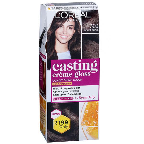 Buy Loreal Paris Casting Creme Gloss Conditioning Hair Colour 300 Darkest  Brown (21 g + 24 ml) Online at Best price in India | Flipkart Health+