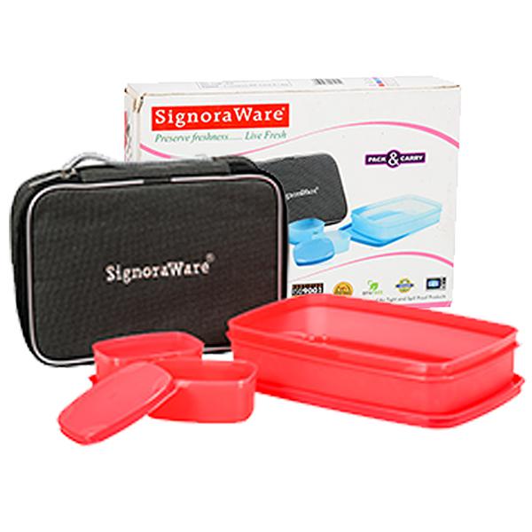 signoraware compact lunch box with bag