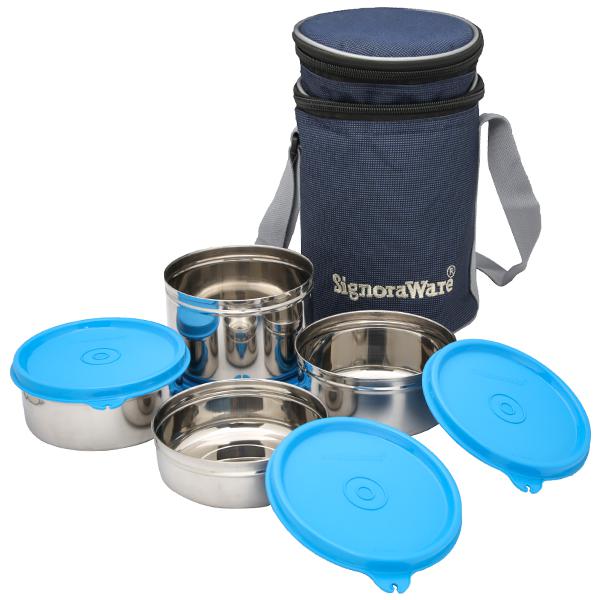 signoraware steel lunch box with bag