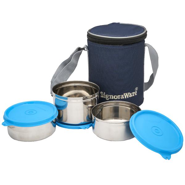 signoraware steel lunch box with bag