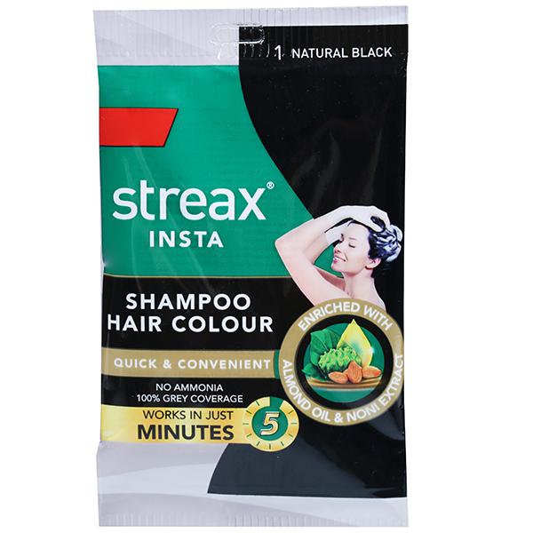 Buy Streax Insta Shampoo Hair Colour 1 Natural Black ( ml +  ml)  Online at Best price in India | Flipkart Health+