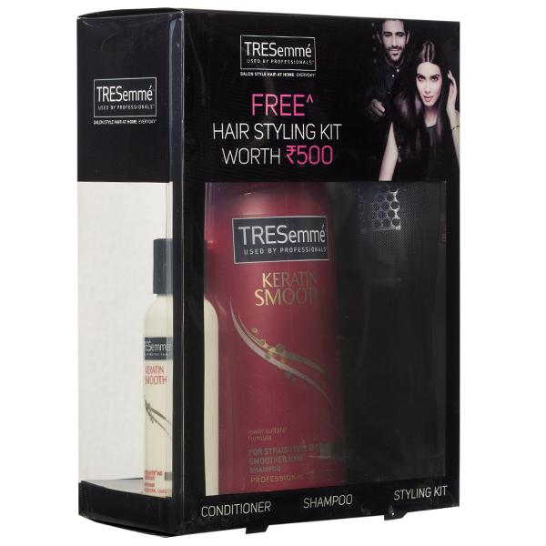Buy Tresemme Keratin Smooth Shampoo & Conditioner (Free Hair Styling Kit)  (580 ml + 190 ml) Online at Best price in India | Flipkart Health+