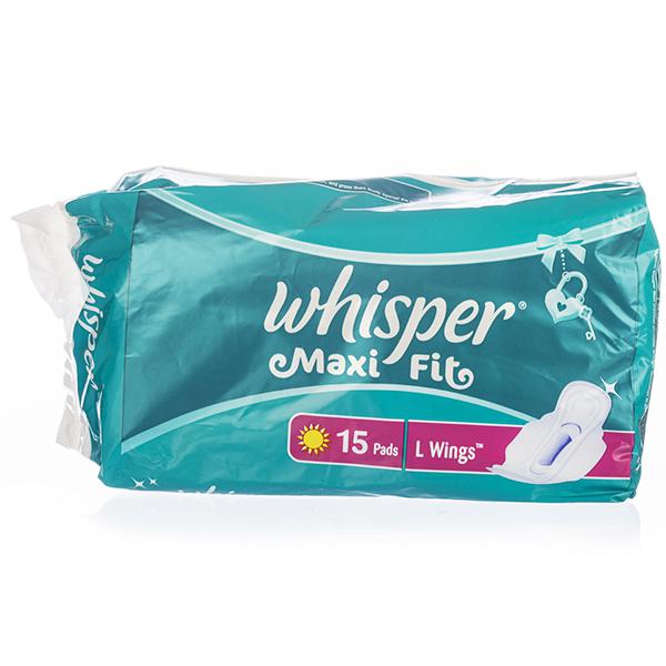 whisper maxi fit regular 15 pads