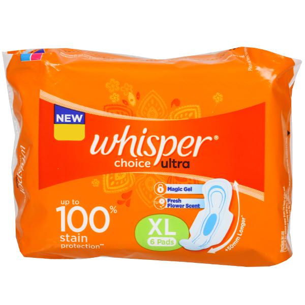 Buy Whisper Choice Ultra Xl Wings Sanitary Pads Pack Of 6 Online Sastasundar Com