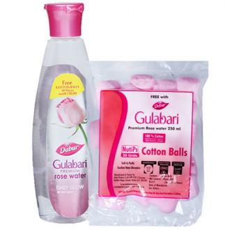 Buy Dabur Gulabari Premium Rose Water Free Dabur Gulabari Cotton Balls 250 Ml Online Sastasundar Com