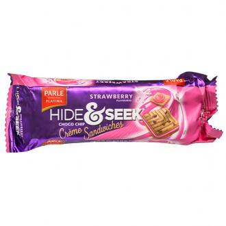 Buy Parle Platina Hide Seek Choco Chips Strawberry Cream Sandwich Biscuits 100 G Online Sastasundar Com